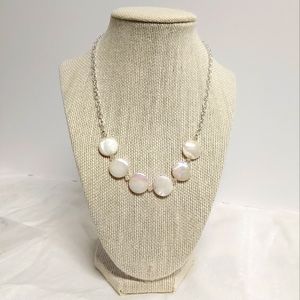 MOP Coins & crystals on silver plated chain